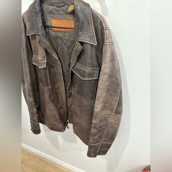 Timberland VINTAGE Dark Brown genuine Leather Weather Gear Jacket- Large - Picture 5 of 12